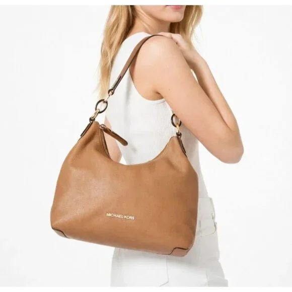 Michael Kors Isabella Leather Hobo Bag Convertible Crossbody Acorn NWT - Picture 2 of 16